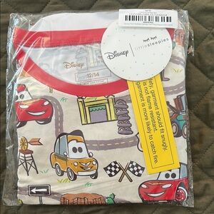 NIB Disney Cars Themed Long Sleeve & Pant Pajama Set Size 12/14